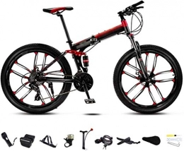 CSS Bike CSS Honglianriven Bikes 24-26 inch MTB Bicycle, Unisex Folding Commuter Bike, 30-Speed Gears Foldable Bicycle Bike, Double Disc Brake / Red / C Wheel / 24' 6-6