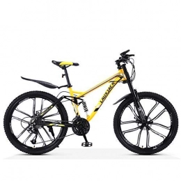 Cxmm Folding Mountain Bike Cxmm 26 inch Mountain Bikes, Adult Student Dual Disc Brake Mountain Bicycle, High-Carbon Steel Frame All Terrain Bikes, Dual Suspension, Black 6 Spoke, 21 Speed, Yellow 10 Spoke, 30 Speed