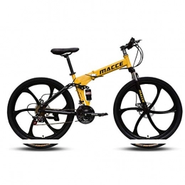 Dafang Bike Dafang Mountain bike 27 speed bike mountain folding bike 26 inch variable speed double shock absorber bike-Six knives yellow_21