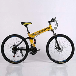 Dengjiam Bike Dengjiam 24 Speed Mountain Bike 24 And 26 Inch Folding Bicycle Adult Double Disc Mountain Bike Spoke Wheel Mountain Bicycle-Yellow_24_Inchbicycle Mountain Bike