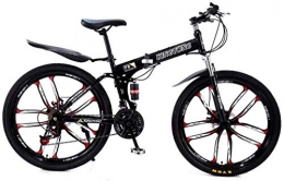 DHINGM Bike DHINGM Mountain Bike Folding Bikes 21-Speed Double Disc Brake Full Suspension Anti-Slip Lightweight Aluminum Frame Suspension Fork Multiple Colors-24 Inch / 26 Inch (Color : Black3, Size : 26 inch)