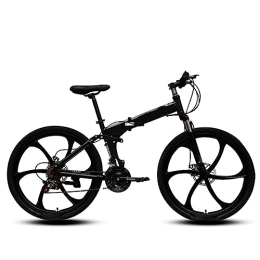 DIOTTI Folding Mountain Bike DIOTTI Folding bicycle 26 inch 24 inch six-knife wheel black variable speed shock-absorbing bicycle disc brake mountain bike (26)