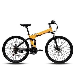 DIOTTI Folding Mountain Bike DIOTTI Folding Bicycle Yellow 24 Inch 26 Inch Variable Speed Shock-absorbing Bicycle Disc Brake Student Mountain Bike (24)