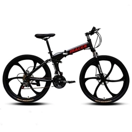 DULPLAY Folding Mountain Bike DULPLAY Dual-suspension Adult Mountain Bike, Men's Disc Brake All Terrain Mountain Bicycle, Folding Mountain Bikes Black 24", 27-speed