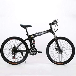 DULPLAY Folding Mountain Bike DULPLAY Folding Mountain Bike For Adults, Suspension Fork Shock Absorpicn Mountain Bicycle, Men's Folding Mountain Bikes Black 24", 21-speed