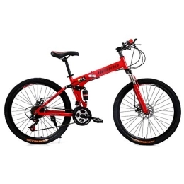 DULPLAY Folding Mountain Bike DULPLAY Folding Mountain Bike For Adults, Suspension Fork Shock Absorpicn Mountain Bicycle, Men's Folding Mountain Bikes Red 26", 24-speed