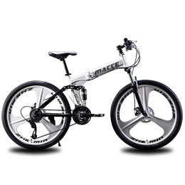 DULPLAY Folding Mountain Bike DULPLAY Folding Mountain Bikes, 26 Inch 21 Speed Variable Speed Double Shock Absorption Mountain Bike, Mountain Bicycle White 26", 21-speed