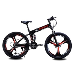 DULPLAY Folding Mountain Bike DULPLAY Mountain Bicycle, 26 Inch 24 Speed Variable Speed Double Shock Absorption Mountain Bike, Folding Mountain Bikes Black 26", 24-speed