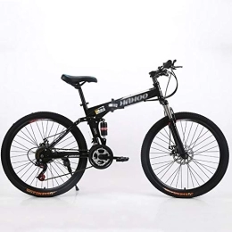 DULPLAY Bike DULPLAY Suspension Fork Shock Absorpicn Mountain Bicycle, Folding Mountain Bike For Adults, Men's Folding Mountain Bikes Black 24", 24-speed