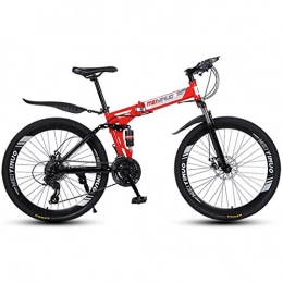 Alapaste Folding Mountain Bike ERGONOMIC DESIGN Adjustable Comfortable Saddle Bike, Resistance To Friction High-carbon Steel Bike, 34.1 Inch 24 Speed 40 Spoke Circle Mountain Bike-Red 34.1 inch / 24 speed