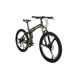 EUROBIKE Folding Mountain Bike Eurobike 17inch Adult Folding Bike Steel Frame Mountain Bikes Full Suspension Foldable Bicycle (Green)