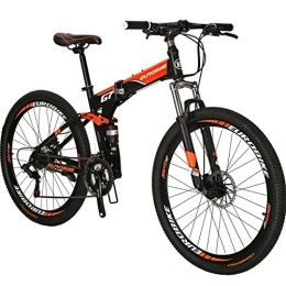 EUROBIKE Folding Mountain Bike Eurobike Folding Mountain Bike 27.5 inch for Men and Women 17 inch Frame Adult Bicycle (orange)