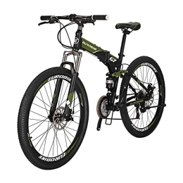 EUROBIKE Folding Mountain Bike Eurobike Folding Mountain Bike for Adults Full Suspension Bicycle 26 / 27.5 inch Foldable Bikes for Mens (G7 Armygreen)