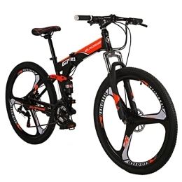 EUROBIKE Folding Mountain Bike Eurobike Folding Mountain Bike G7 21 Speed Steel Frame Mountain Bike 27.5 Inches Wheel Dual Suspension Folding Bike (Blackorange- K Wheel)