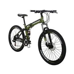 EUROBIKE Bike Eurobike G4 Adult Folding Bike 17Inch Frame Mountain Bikes Full Suspension Foldable Bicycle (G4 Green)