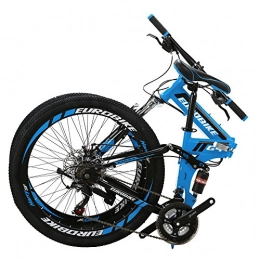 EUROBIKE Bike Eurobike G4 Folding Bike 26 Inches Muti Spoke Wheel 21 Speed Dual Suspension Folding Mountain Bike Blue