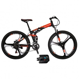 EUROBIKE Bike Eurobike G7 Mountain Bike 21 Speed Steel Frame 27.5 Inches K Wheels Dual Suspension Folding Bike Blackorange