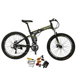 EUROBIKE Bike Eurobike G7 Mountain Bike 21 Speed Steel Frame 27.5 Inches Spoke Wheels Dual Suspension Folding Bike Army Green