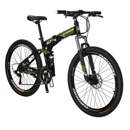 EUROBIKE Bike Eurobike G7 Mountain Bike 21 Speed Steel Frame 27.5 Inches Wheels Dual Suspension Folding Bike Armygreen