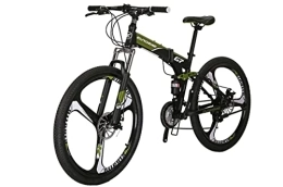 EUROBIKE Folding Mountain Bike Eurobike Mens Mountain Bike, 27.5-Inch Wheel bike, 21 Speeds Folding Bike Full Suspension, Adult Folding Bicycle for Men Women (K-GREEN)