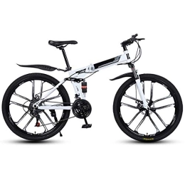 FMOPQ Folding Mountain Bike FMOPQ Folding Bike 27 Speed Mountain Bike 26 Inches Offroad Wheels Dual Suspension Bicycle and Double Disc Brake (Color : Yellow) (White)