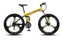 DUWIN Bike Foldable Bicycle, Youth Wheel 24 Inch Fatbike Mountain Bike Fatman 26 Inch Bicycle Wheel Bike 21 / 24 / 27 Gang Hardtail Mountain Bike With Adjustable Seat Disc Brake Bicycle , Yellow, 24 inch 24 speed