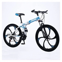 LHQ-HQ Folding Mountain Bike Folding Mountain Adult Bike 26" Wheel 21 Speed High-Carbon Steel Frame Dual-Suspension Dual Disc Brake Loading 265 Lbs for Height 5.2-6Ft, D