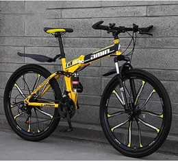 KOSFA Folding Mountain Bike Folding Mountain Bike, 26Inch 24-Speed Double Disc Brake Full Suspension Anti-Slip Bikes, Lightweight Frame, Suspension Fork, E, 30 Speed