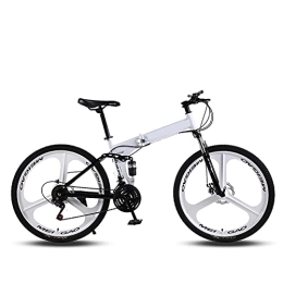 ASPZQ Folding Mountain Bike Folding Mountain Bike, Comfortable Mobile Portable Compact Lightweight Dual Disc Brake Folding Bike Adult Student Lightweight Bike, White, 24 inches