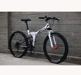 WJSW Bike Folding Mountain Bikes for Men Women Adults, High Carbon Steel Frame Full Suspension MBT Bikes with MAQISI Tire / PVC And Aluminum Alloy Pedals