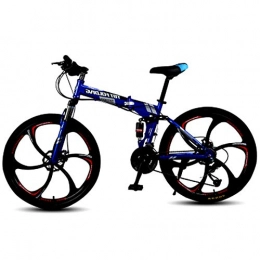 FuLov Bike FuLov Full Suspension Mountain Bike, 20 / 24 / 26Inch MTB, Folding Bikes for Adults, High-Carbon Steel Hardtail Mountain Bike for Men And Women, Blue, 26inch 21speed