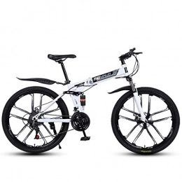 GFF Bike GFF 26In 24-Speed Mountain Bike for Adult, Lightweight Aluminum Full Suspension Frame, Suspension Fork, Disc Brake, White, E