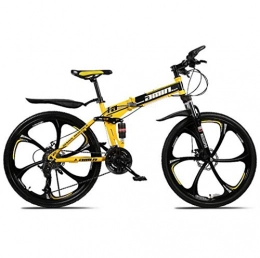 GFF Bike GFF Mountain Bike Folding Bikes, 26Inch 27-Speed Double Disc Brake Full Suspension Anti-Slip, Lightweight Frame, Suspension Fork