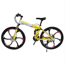 GJNWRQCY Bike GJNWRQCY Foldable Double Shock Absorption Double Disc Brake Overall Six-Knife Wheel 26 Inches 24 Speed Male And Female Bicycles, Yellow
