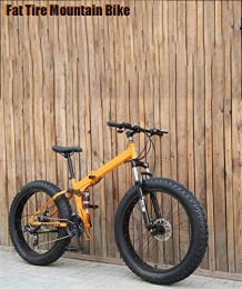 GMZTT Bike GMZTT Unisex Bicycle Folding 17-Inch Fat Tire Mens Mountain Bicycle, Double Disc Brake / High-Carbon Steel Frame Bikes, 7-27 Speed, Snowmobile Bicycle 26 inch Wheels (Color : Orange, Size : 21 speed)