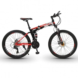 Great Bike GREAT 26-Inch Folding Mountain Bike, men And Women Portable Bicycle Carbon Steel Frame Bike With Bicycle Front Bag / water Bottle Holder / flashlight(Size:21 speed, Color:Red)