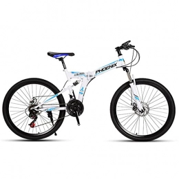 Great Folding Mountain Bike GREAT Foldable Mountain Bike 26 Inch, 21 Speed Bicycle Fork Suspension Outdoor Sports Bike Mechanical Double Disc Brake Commuter Bike(Color:White)
