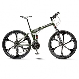Great Folding Mountain Bike GREAT Folding Mountain Bicycle Bike, 26 Inch Road Bikes Front And Rear Mechanical Double Disc Brakes 21 / 24 / 27 Speed Men Bike Bicycle(Size:21 speed, Color:Green)