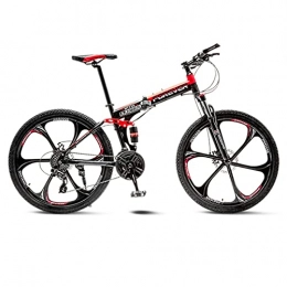 Great Folding Mountain Bike GREAT Folding Mountain Bicycle Bike, 26 Inch Road Bikes Front And Rear Mechanical Double Disc Brakes 21 / 24 / 27 Speed Men Bike Bicycle(Size:21 speed, Color:Red)