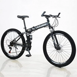 Great Folding Mountain Bike GREAT Folding Mountain Bicycle Bike, Double Shock-absorbing Mountain Bike, 26" Wheel Bike Carbon Steel Bicycle For Adult, Front And Rear Mechanical Disc Brakes(Size:24 speed, Color:Black)