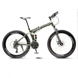 Great Bike GREAT Folding Mountain Bike, Portable Student Bicycle 26-Inch Wheels Carbon Steel Frame 21 / 24 / 27 Speed Double Shock-absorbing Road Bike(Size:27 speed, Color:Green)
