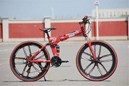 GUO Folding Mountain Bike GUO 21 Speeds Folding Mountain Bike 26 Inch Fat Bike Disc Brake Shock Absorption Fat Tire Snow Bicycle Road Racing Bike-red4_21_speed_26_inch_10_knives