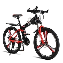 GUOE-YKGM Folding Mountain Bike GUOE-YKGM Dual Disc Brakes 24 Speed Mountain Bike Folding Bicycle 26 Inch Road Bikes Foldable Bicycles(Red)