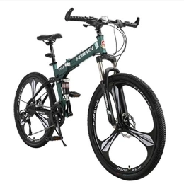 GUOE-YKGM Folding Mountain Bike GUOE-YKGM Womens Folding Mountain Bike, 17-Inch / Medium High-Tensile Steel Frame, 24-Speed, 26-inch Wheels Folding Bicycle(Red, White, Green) (Color : Green)