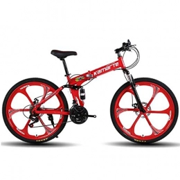 GXQZCL-1 Folding Mountain Bike GXQZCL-1 26" Mountain Bikes / Bicycles, Foldable Hardtail Bike, Carbon Steel Frame, with Dual Disc Brake and Double Suspension, 21 Speed, 24 Speed, 27 Speed MTB Bike (Color : Red, Size : 24 Speed)
