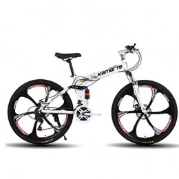 GXQZCL-1 Bike GXQZCL-1 26" Mountain Bikes, Foldable Hardtail Bike, Carbon Steel Frame, with Dual Disc Brake and Double Suspension MTB Bike (Color : White, Size : 27 Speed)