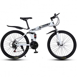 GXQZCL-1 Folding Mountain Bike GXQZCL-1 Folding Mountain Bike, Full Suspension Bicycles, Carbon Steel Frame, Dual Disc Brake, 26inch Spoke Wheels MTB Bike (Color : White, Size : 21-speed)