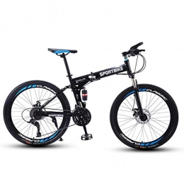 GXQZCL-1 Bike GXQZCL-1 Mountain Bike, Fold Hardtail Bicycles, Carbon Steel Frame, Dual Disc Brake and Double Suspension MTB Bike (Color : Black, Size : 27 Speed)