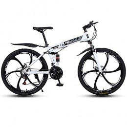 GXQZCL-1 Folding Mountain Bike GXQZCL-1 Mountain Bike, Folding Bicycles, Steel Frame, Dual Suspension and Dual Disc Brake, MTB Bike, 26inch Wheels MTB Bike (Color : White, Size : 24-speed)