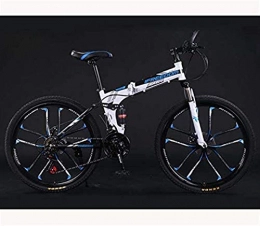 HCMNME Folding Mountain Bike HCMNME durable bicycle Adult Teens Folding Mountain Bike Bicycle, Aluminum Magnesium Alloy Wheels Dual Suspension MTB Bicycle, C, 24 inch 30 speed Alloy frame with Disc Brakes